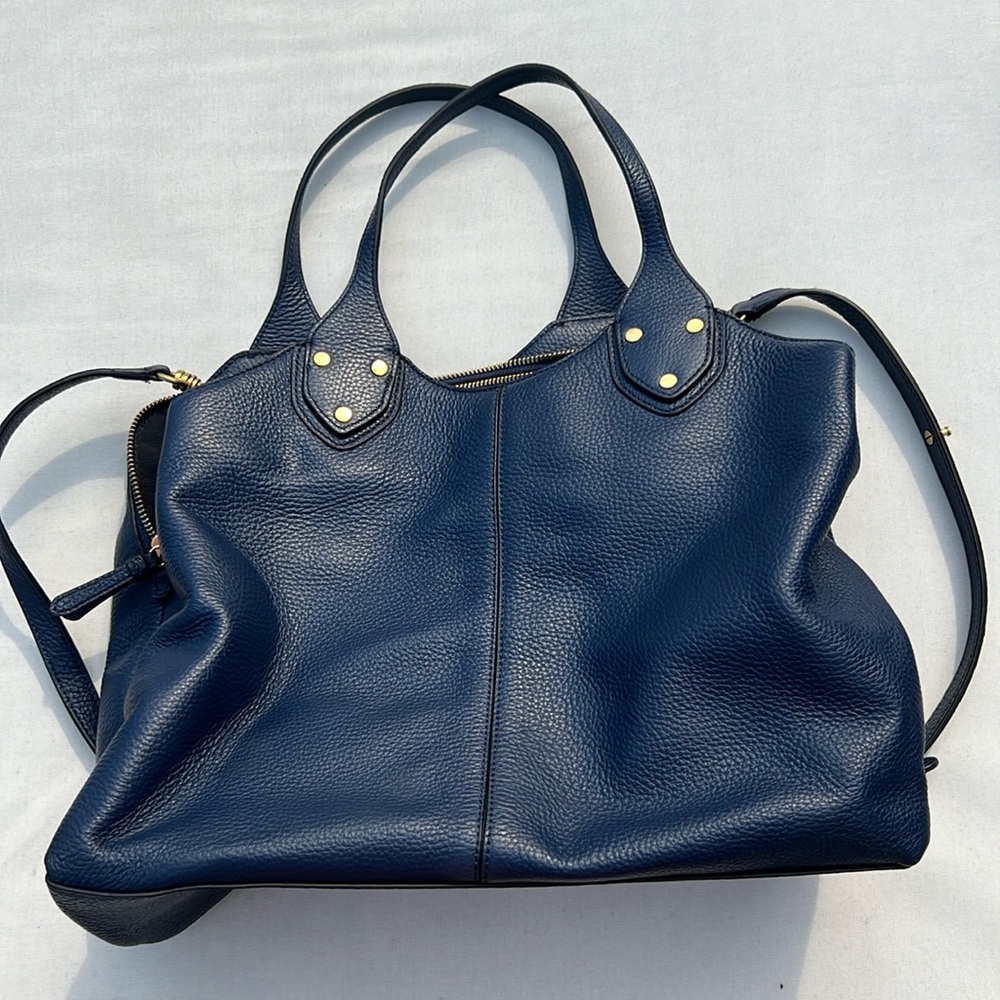 Blue leather purse